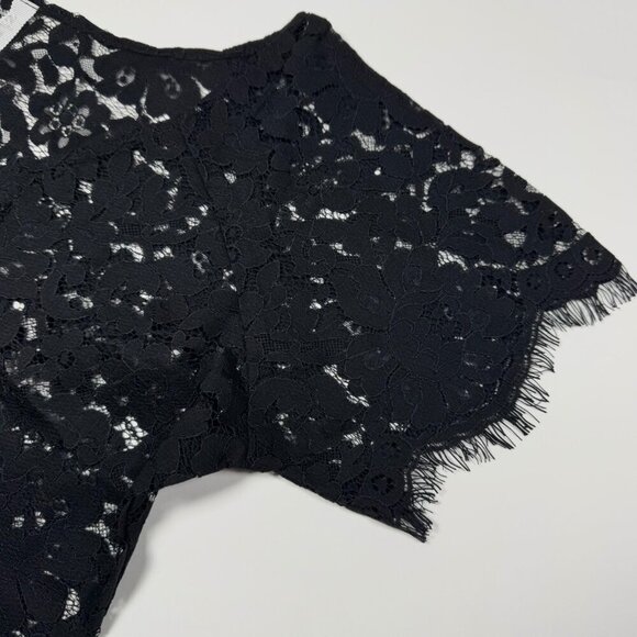 NWT Floral Lace Mini Dress Sz.L Black Sheer Goth Festival Y2K Beach Cover-Up - Picture 5 of 12